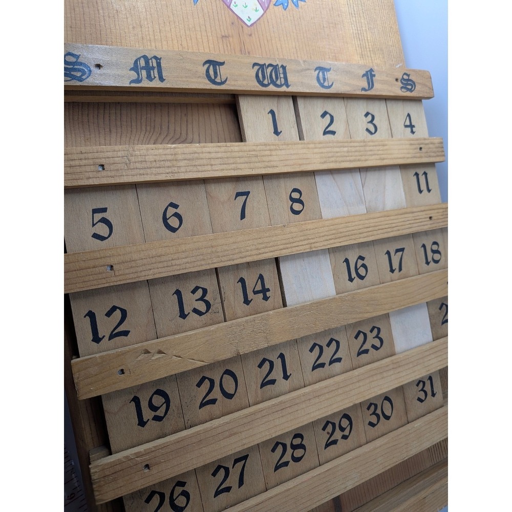Vintage Wooden Calendar Wall Hanging Marmalade Hearts Holiday Tiles Granny Core - Picture 5 of 16